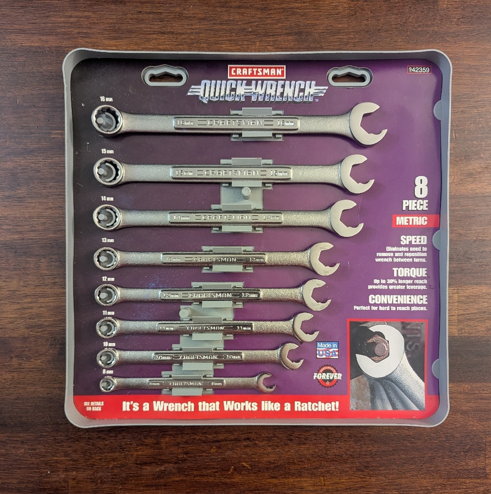 NOS VTG Craftsman -VA- Quick Wrench Set-8 Metric 8mm-16mm" 9-42359 MADE IN USA!